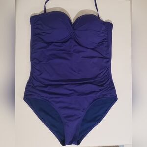 Liz Claiborne Women's Size 16 One Piece SwimSuit Purple Ruching